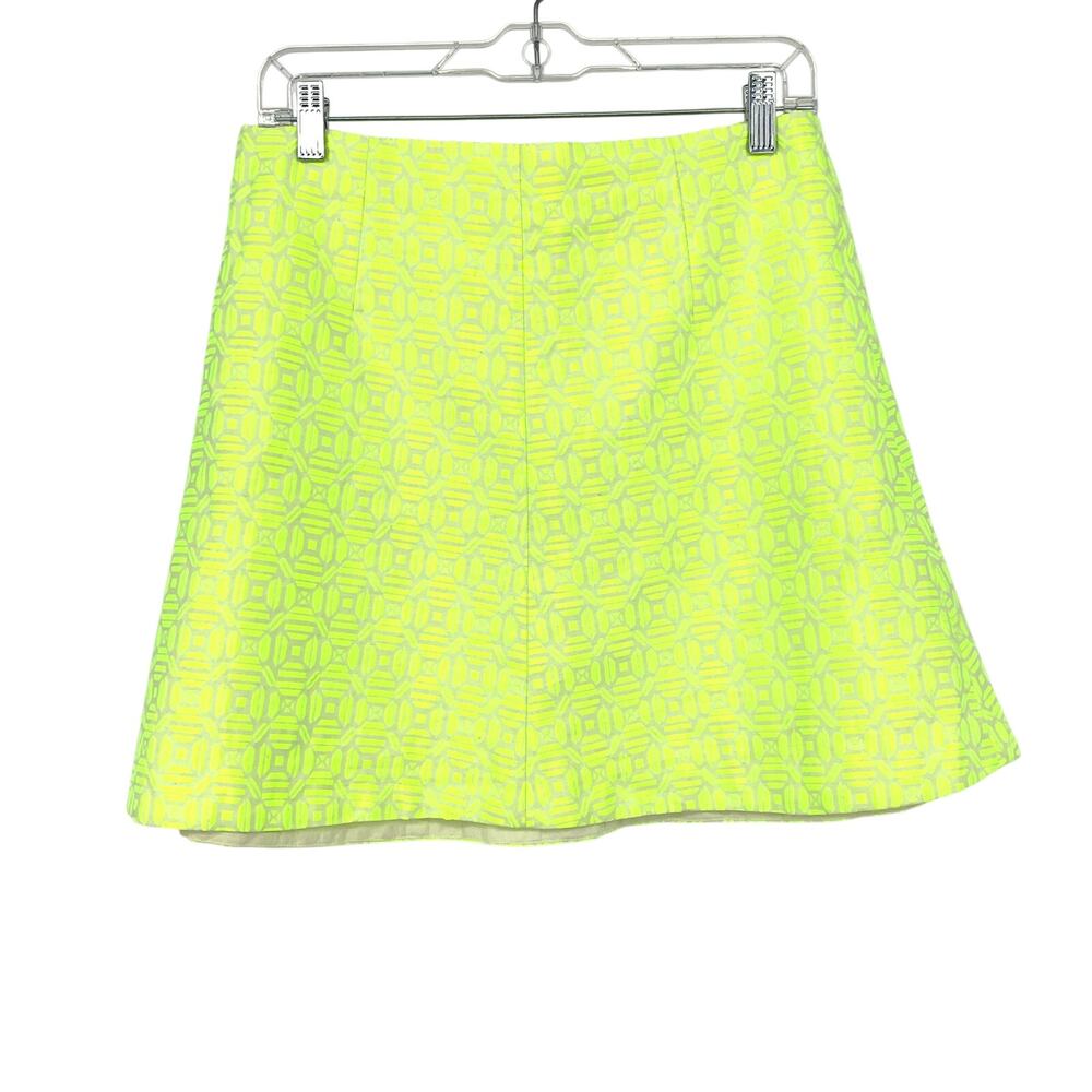 J. Crew Factory  A-Line Mini Skirt Womens Size 6 Neon Yellow Kaleidoscope Print